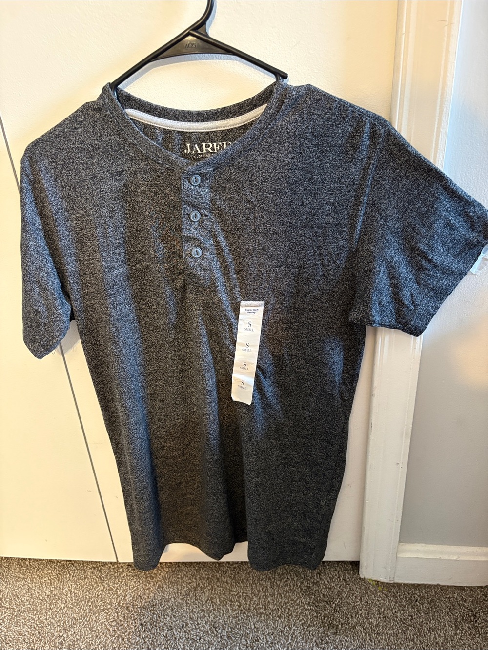 Jared Lang Charcoal Short-Sleeve Henley Shirt